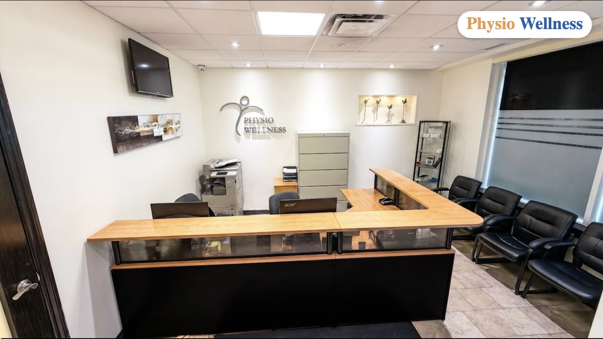 Reception and waiting area at Physiotherapy Wellness Inst in Etobicoke