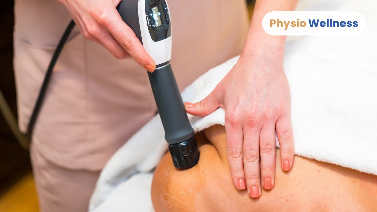 Shockwave therapy applied to a client’s shoulder for a chronic tendon problem at the Etobicoke clinic