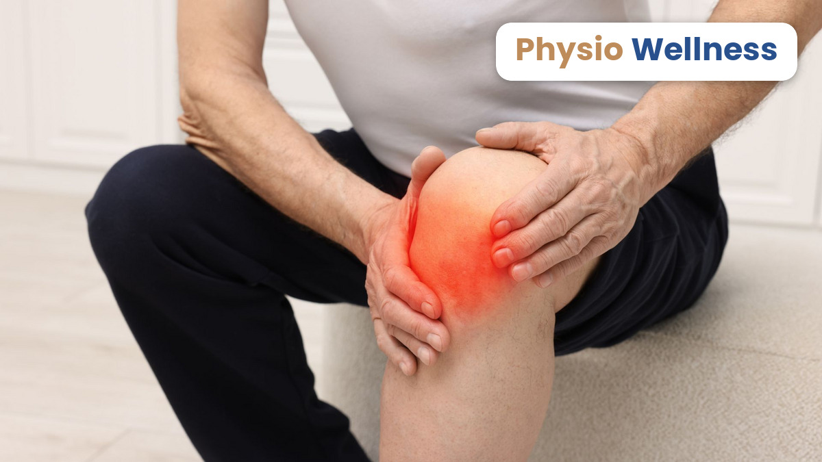 Older man holding his painful knee, a common sign of knee osteoarthritis